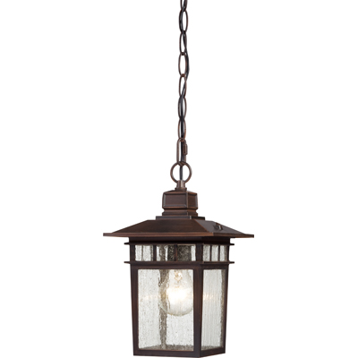 Nuvo Lighting 60/4955  Cove Neck - 1 Light - 12" Outdoor Hang with Clear Seed Glass in Rustic Bronze Finish